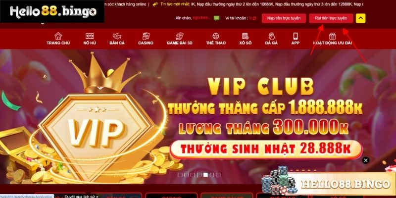 Quá trình rút tiền Hello88 rất nhanh chóng và an toàn