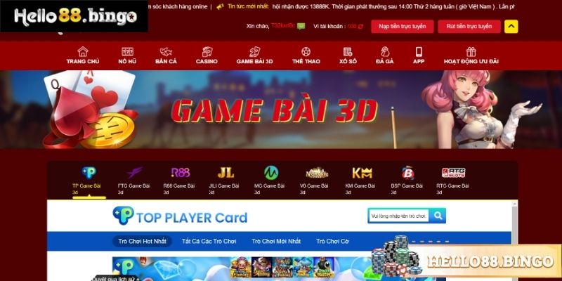 Sơ lược thông tin về sảnh cược game bài 3D Hello88