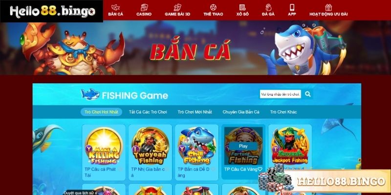 Tổng quan thông tin về sảnh game bắn cá Hello88